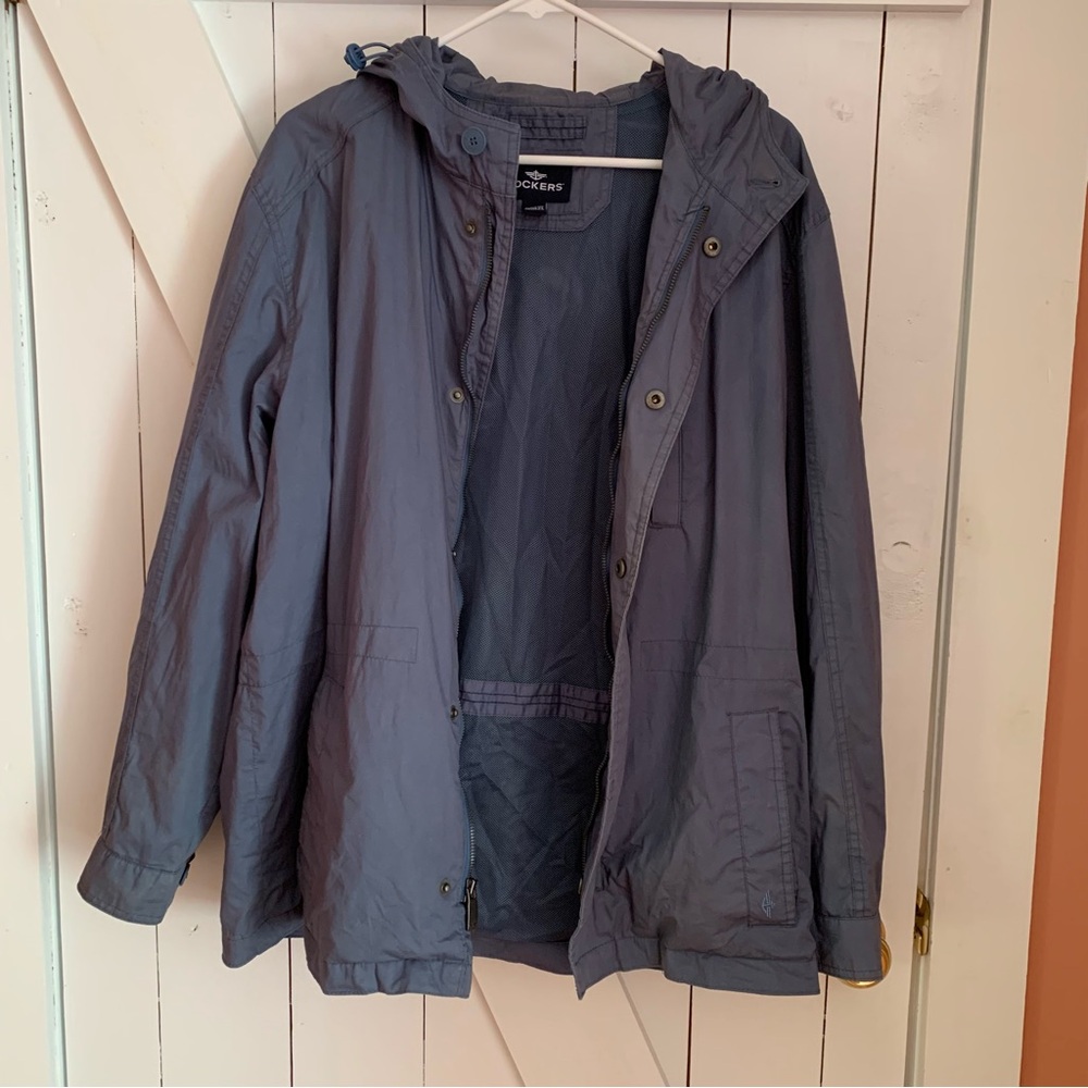 Hooded Rain Jacket Zip & Button Outdoor Rugged Utility Gorpcore Chore Jacket